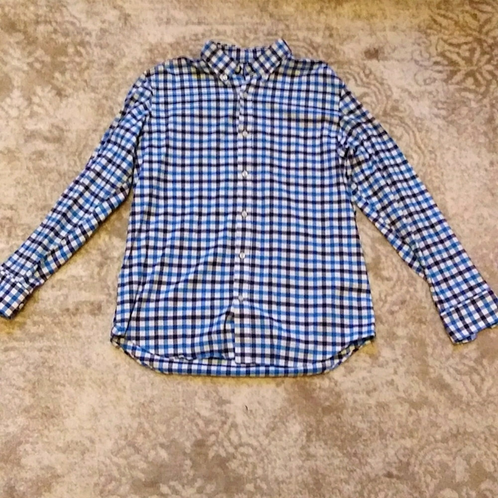 🍌BANANA REPUBLIC🍌 BLUE CHECKERED LONG SLEEVE BUTTON DWN! OXFORD STANDARD LRG